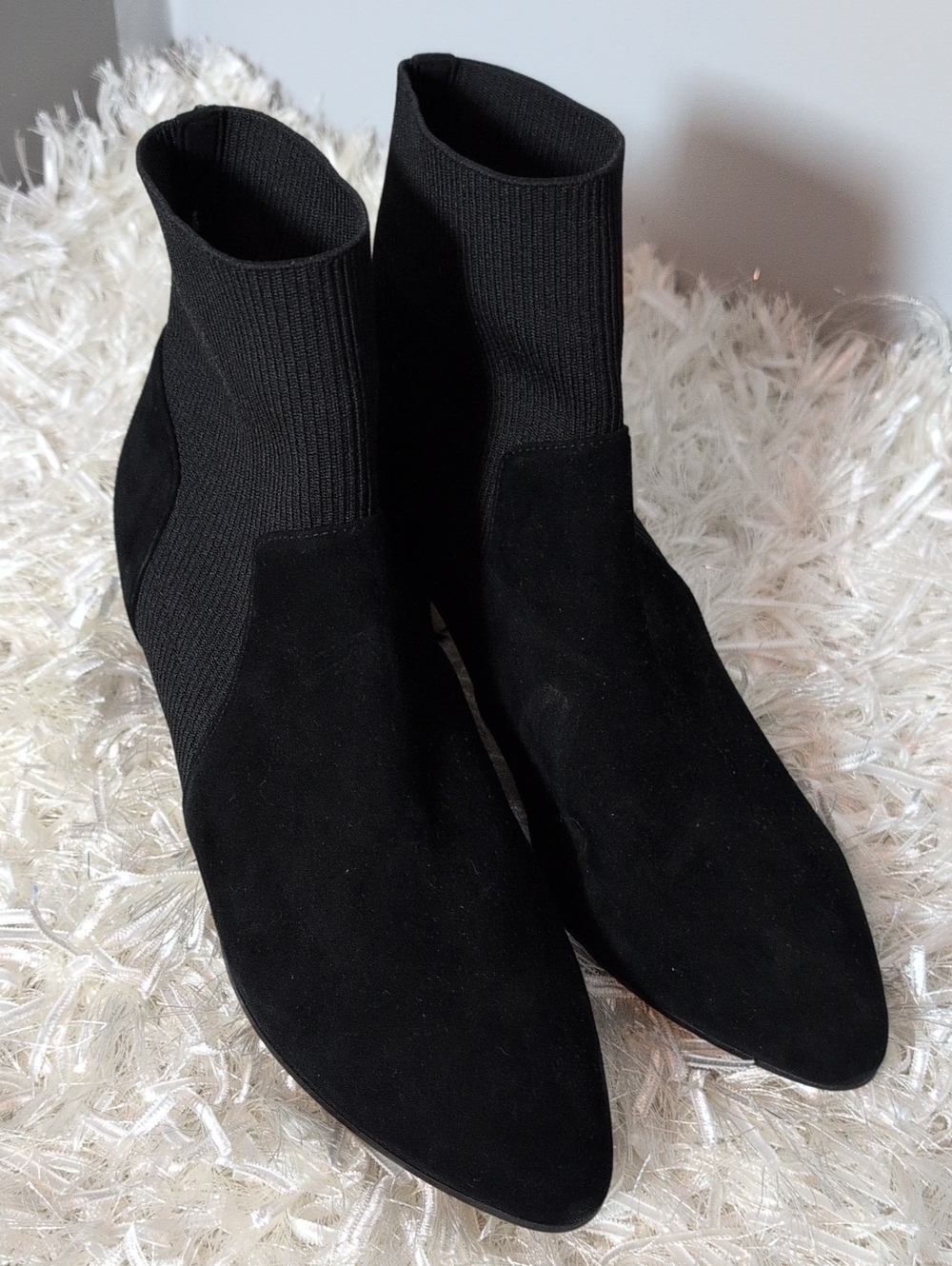 Eileen Fisher Black Suede Sock-Chukka Boots